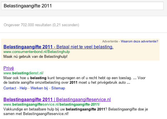 belastingaangifte 2011 zoekresultaat