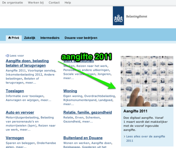 belastingdienst privé voorpagina